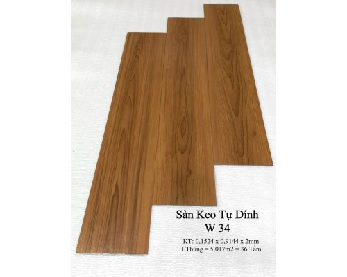 Sàn nhựa giả gỗ có keo sẵn W34