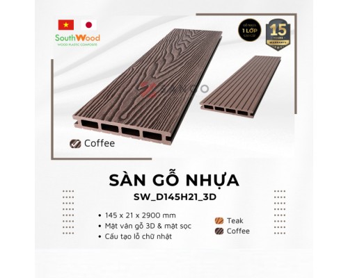 Sàn Gỗ Ngoài Trời SouthWood SW_D145H21_3D Coffee