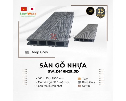 Sàn Gỗ Ngoài Trời SouthWood SW_D146H25_3D Deep Grey