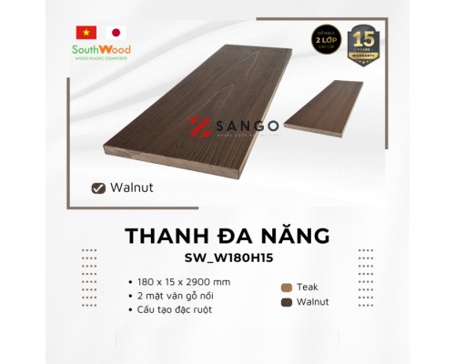 Thanh Đa Năng Gỗ Nhựa SouthWood W180H15 Walnut