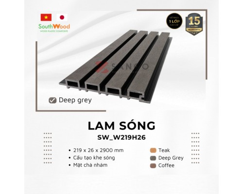 Tấm Ốp Gỗ Nhựa SouthWood SW_W219H26 Deep Grey