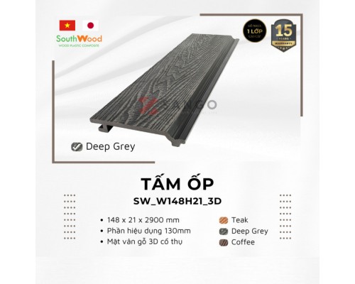 Tấm Ốp Gỗ Nhựa SouthWood SW_W148H21_3D Deep Grey