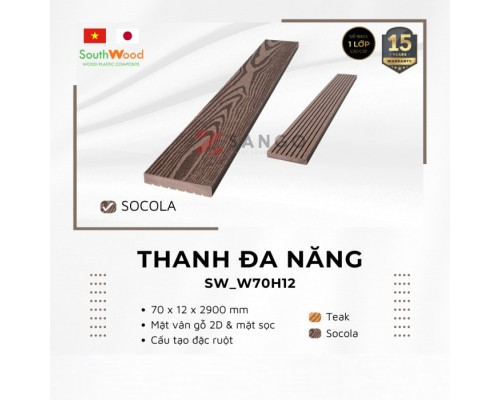 Thanh Đa Năng Gỗ Nhựa SouthWood SW_W70H12 Socola