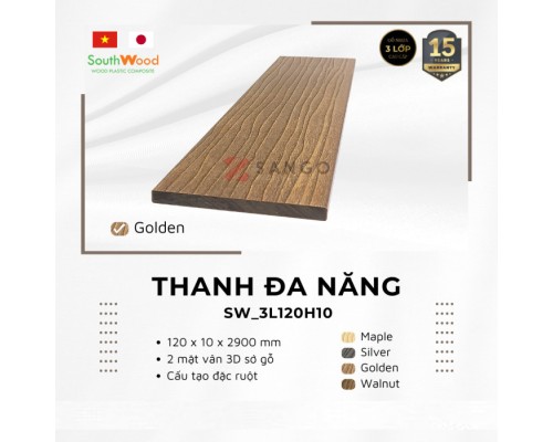 Thanh Đa Năng Gỗ Nhựa SouthWood 3 Lớp 3L120h10 Golden