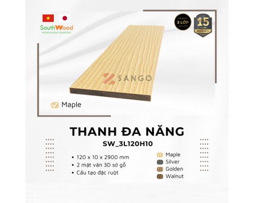 Thanh Đa Năng Gỗ Nhựa SouthWood 3 Lớp 3L120h10 Maple