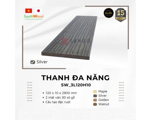 Thanh Đa Năng Gỗ Nhựa SouthWood 3 Lớp 3L120h10 Silver