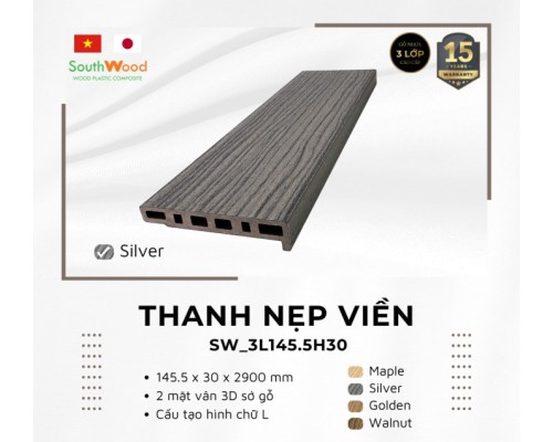 Thanh Nẹp Gỗ Nhựa SouthWood 3L145.5H30 Silver