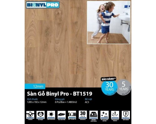 Sàn gỗ Binyl Pro 12mm BT1519