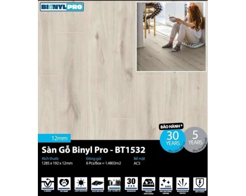 Sàn gỗ Binyl Pro 12mm BT1532