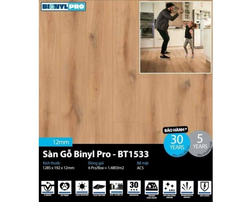 Sàn gỗ Binyl Pro 12mm BT1533