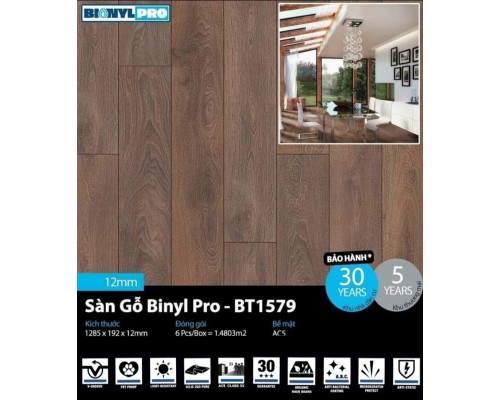 Sàn gỗ Binyl Pro 12mm BT1579